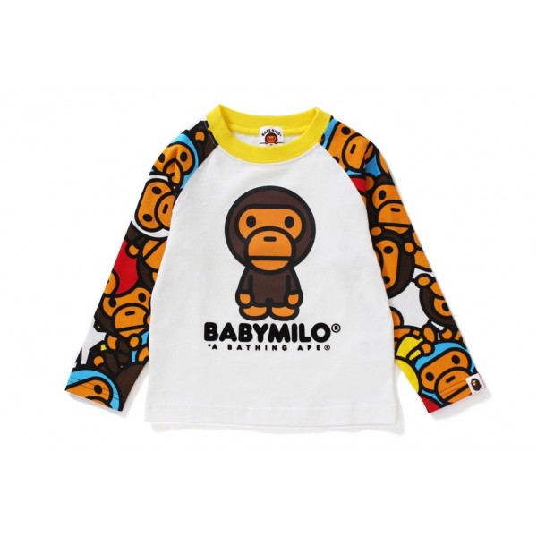 BAPE All Baby MiloマルチロングスリーブTシャツTシャツ（キッズ）ホワイト